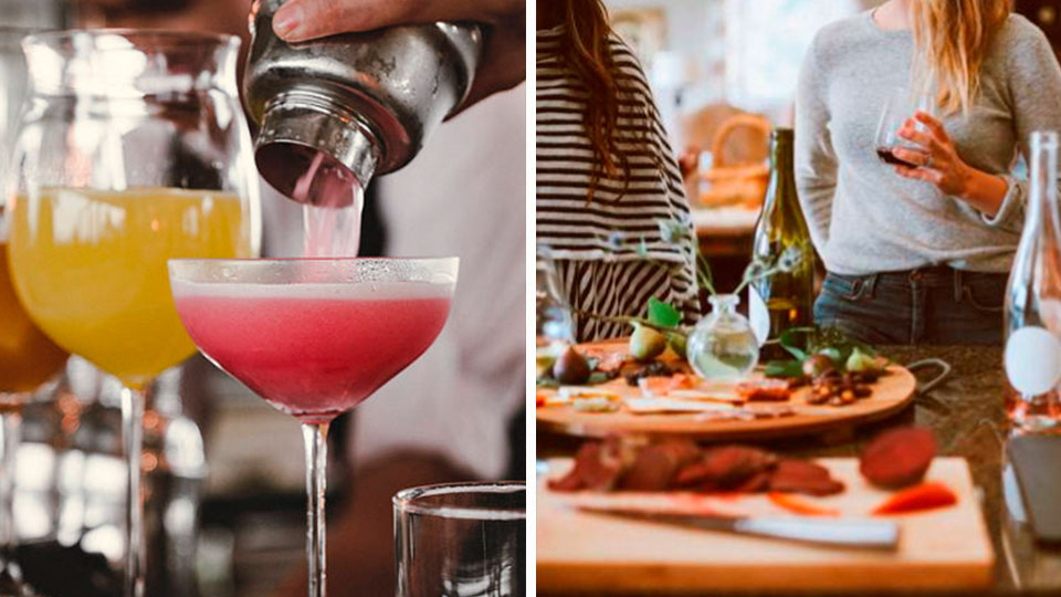 Deltagere på cocktailkursus i Kolding lærer at lave cocktails og nyder tapas i hyggelige omgivelser.