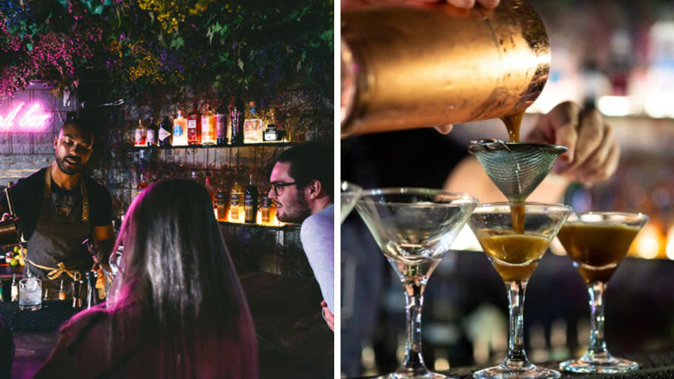 Cocktailsmagning hos PV - Kaffe & Cocktails i Aarhus med 10 signaturdrinks og en erfaren bartender i en hyggelig, rustik atmosfære.